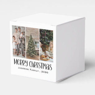 Moderne minimalistische 4-Foto-Collage Familiennam Geschenkschachtel