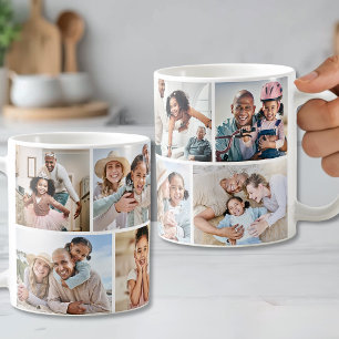 Moderne Minimalistische 8-Foto-Raster-Collage Kaffeetasse