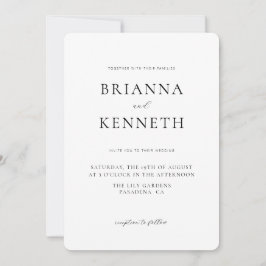 Moderne, Minimalistische, abgerundete Corner Weddi Einladung