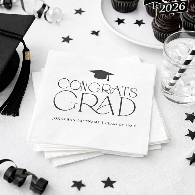 Moderne Minimalistische Abschlussfeier Serviette (Modern Minimalist Graduation Napkins)
