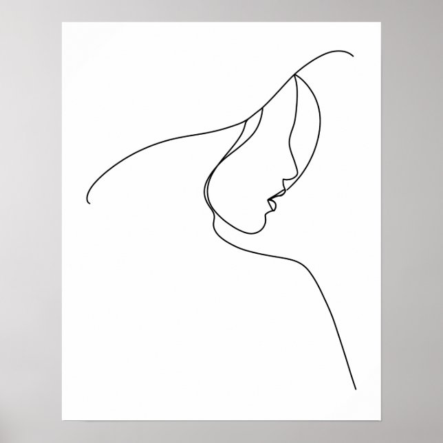 Moderne Minimalistische Abstrakte Frau in Hat Line Poster (Vorne)