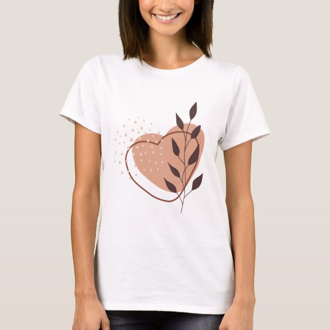Moderne, Minimalistische Abstrakte Herzline Zeichn T-Shirt (Vorderseite)