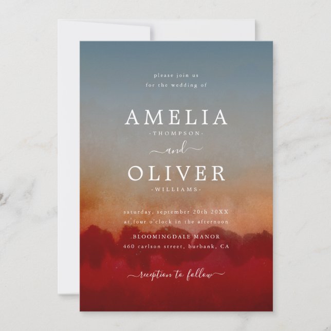 Moderne Minimalistische Abstrakte Hochzeiten in Ro Einladung (Vorderseite)