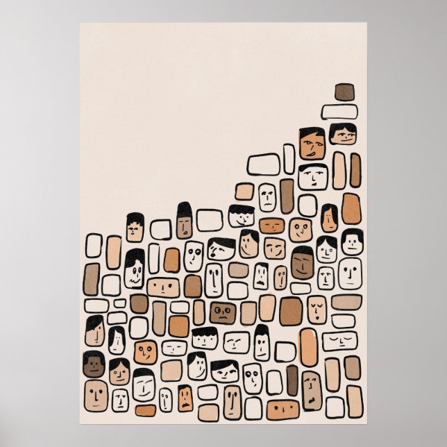 Moderne Minimalistische Abstrakte Line Face Art Poster (Vorne)