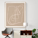 Moderne Minimalistische Abstrakte Taupe Brown Line Poster<br><div class="desc">Dieses moderne und minimalistische Kunstwerk besticht durch eine abstrakte,  in taupe braun zeichnend Linie.</div>