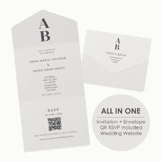 Moderne Minimalistische Alles-in-Einem-Hochzeitsei All In One Einladung