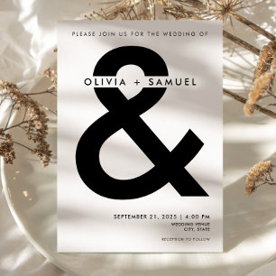 Moderne, Minimalistische Ampere und Weiße Hochzeit Einladung