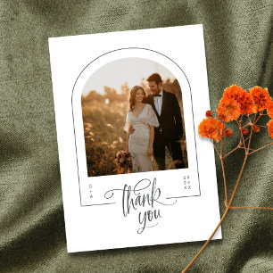 Moderne Minimalistische Arch Foto Hochzeit Dankeskarte