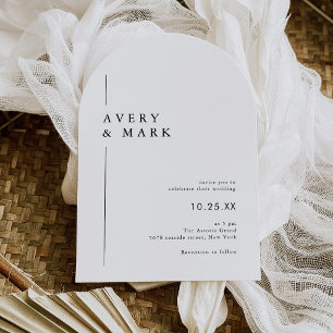 Moderne minimalistische Arch Schwarz-Weiß-Hochzeit Einladung