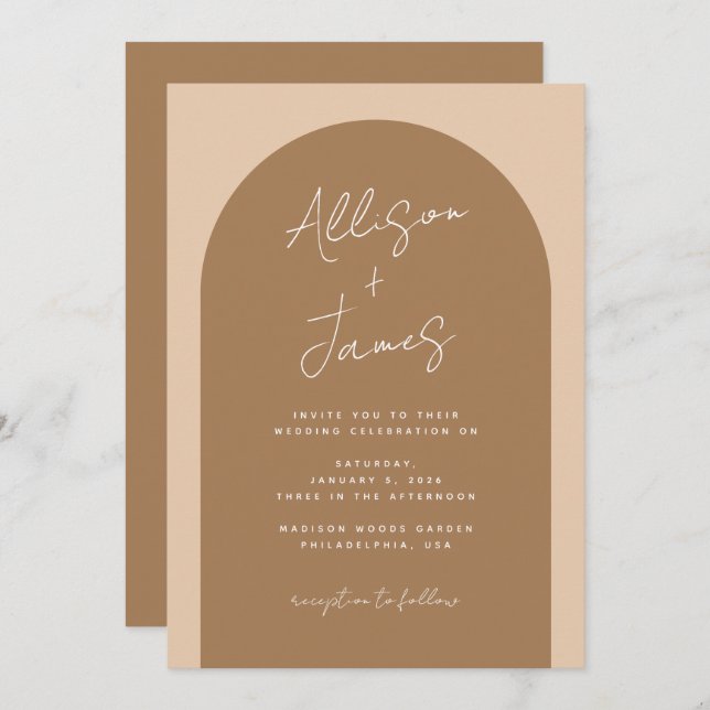 Moderne Minimalistische Arch Wedding Einladung (Vorne/Hinten)