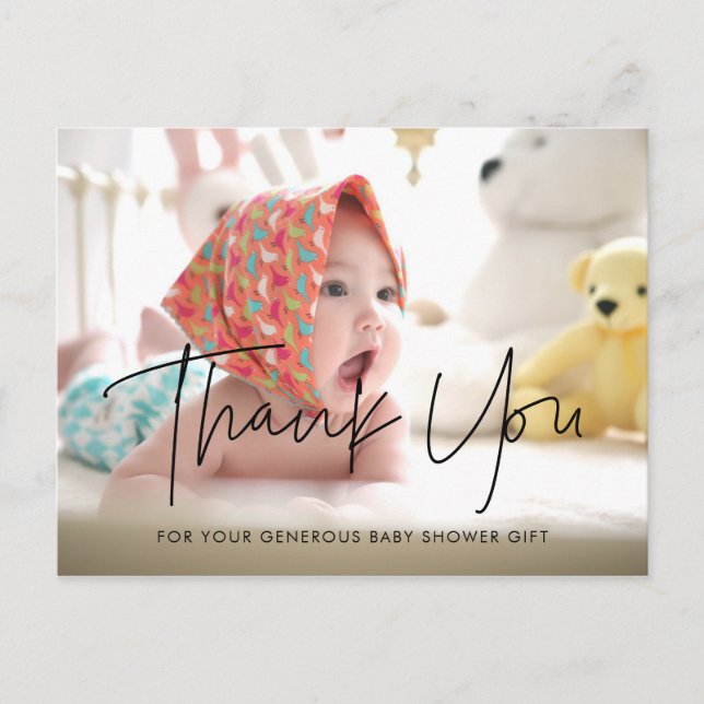Moderne minimalistische Babydusche Danke Postkarte (Vorderseite)