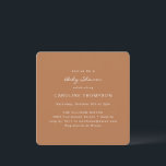 Moderne Minimalistische Babydusche Einladung<br><div class="desc">Moderne Minimalistische Dusche Square Einladung in Boho Terracotta Brown</div>