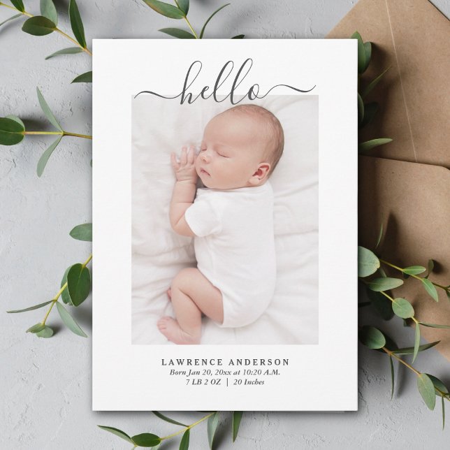 Moderne Minimalistische Babyfotografie Ankündigung (Von Creator hochgeladen)