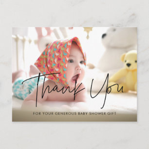 Moderne minimalistische Babyparty-Dankeschön Postkarte