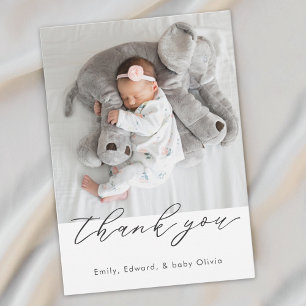 Moderne minimalistische Babyparty-Foto Dankeskarte
