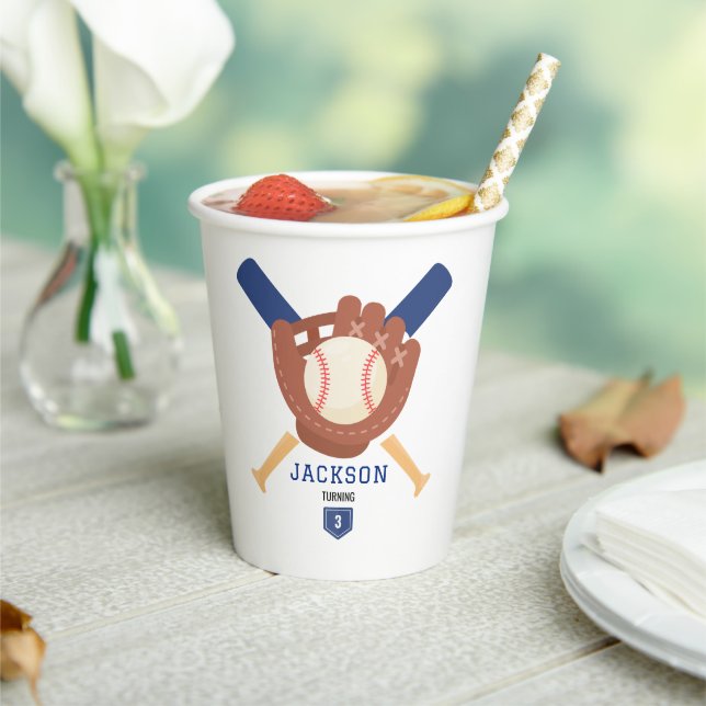 Moderne Minimalistische Baseball Schlagmann Geburt Pappbecher (In Situ)