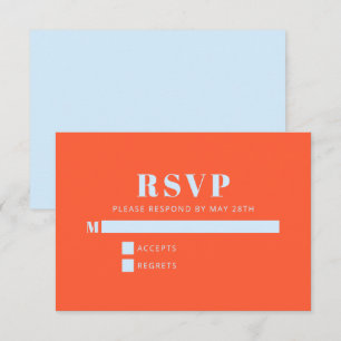 Moderne minimalistische Bat Mizwa Blau Orange RSVP Karte