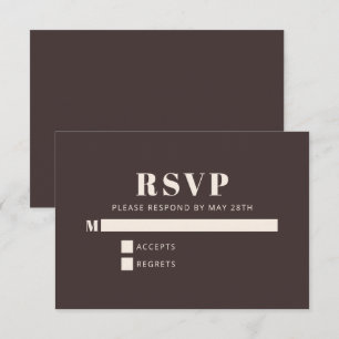 Moderne minimalistische Bat Mizwa Braune Benutzerd RSVP Karte