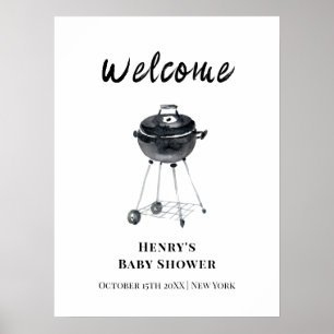 Moderne minimalistische BBQ-Grill-Baby-Shower-Will Poster