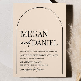 Moderne Minimalistische Beige Arch Wedding Einladung
