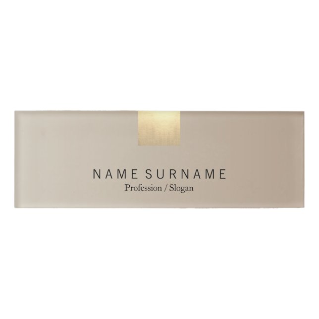 Moderne Minimalistische beige Namenschild (Vorderseite)