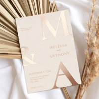 Moderne Minimalistische Beige Rose Gold Monogram W