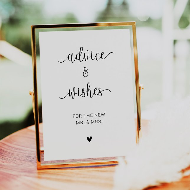 Moderne Minimalistische Beratung und Hochzeitswüns Einladung (Modern Minimalist Advice And Wishes Wedding Sign Invitation)