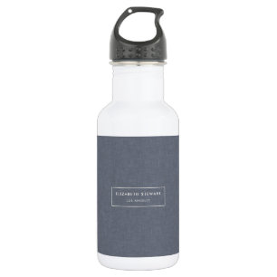 Moderne Minimalistische Berufliche Blue Linen Ivor Edelstahlflasche