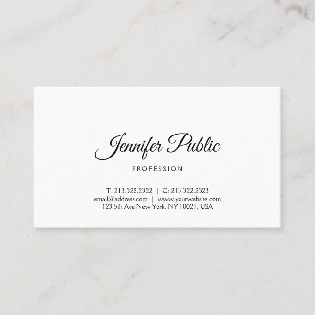 Moderne Minimalistische Berufliche Elegante Schrif Visitenkarte (Vorderseite)