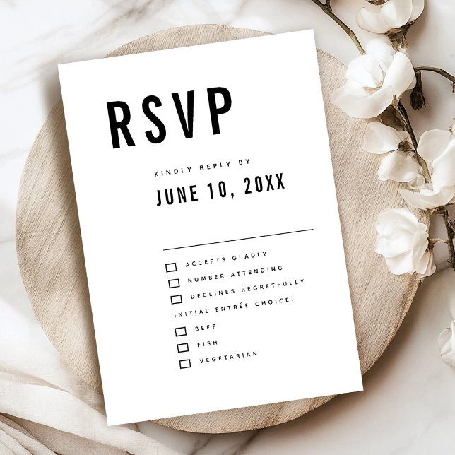 Moderne Minimalistische Big Bold Monogram Chic Wed RSVP Karte (Modern Minimalist Big Bold Monogram Chic QR Code RSVP Card)