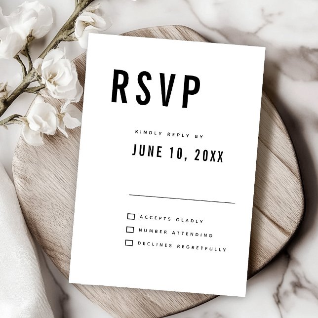Moderne Minimalistische Big Bold Monogram Chic Wed RSVP Karte (Modern Minimalist Big Bold Monogram Chic Wedding RSVP Card)