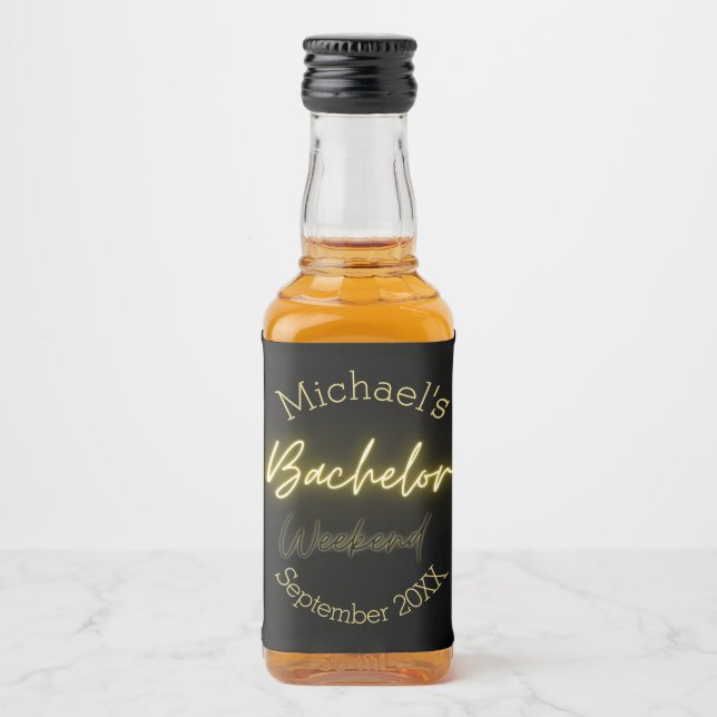 Moderne Minimalistische Black and Gold Bachelor Pa Alkoholflaschenetikett (Vorderseite)