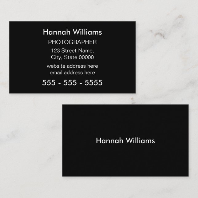 Moderne Minimalistische Black Business Card Visitenkarte (Vorne/Hinten)
