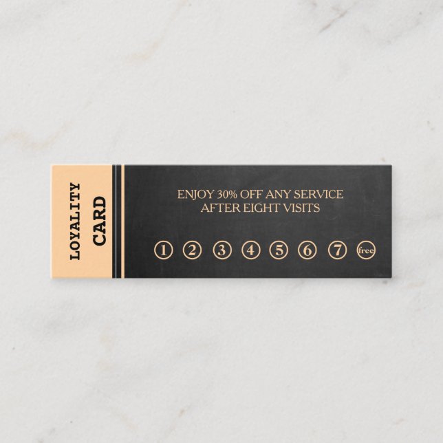 Moderne Minimalistische Black Chalkboard Loyalty C Mini Visitenkarte (Vorderseite)