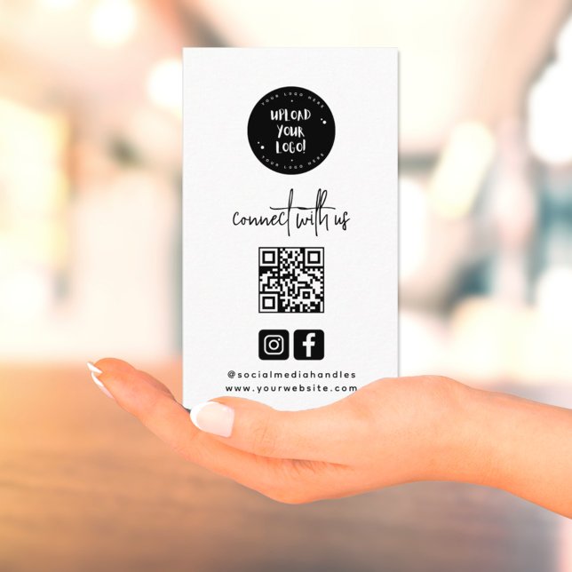 Moderne Minimalistische Black Connect mit QR Code  Visitenkarte (Von Creator hochgeladen)