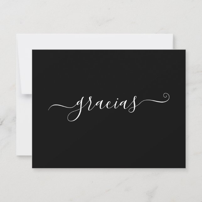 Moderne Minimalistische Black Gracias Card Einladung (Vorderseite)