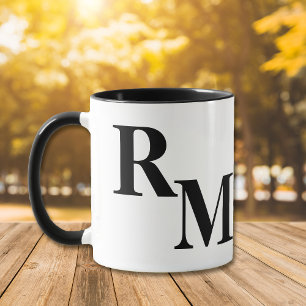 Moderne Minimalistische Black Letter Monogram-Tass Tasse