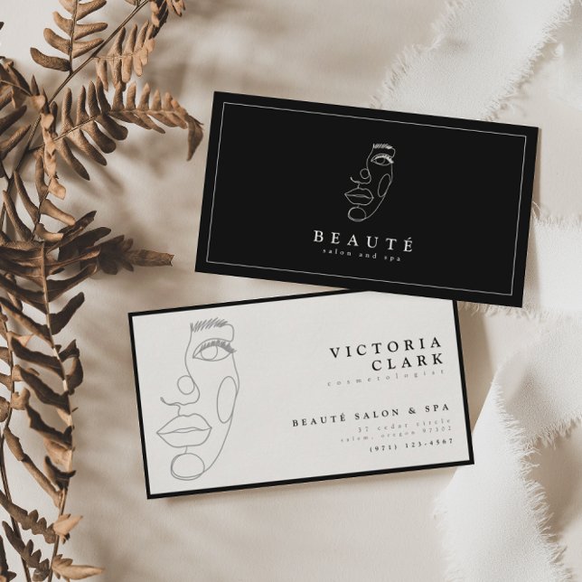 Moderne Minimalistische Black Salon Business Cards Visitenkarte (Von Creator hochgeladen)