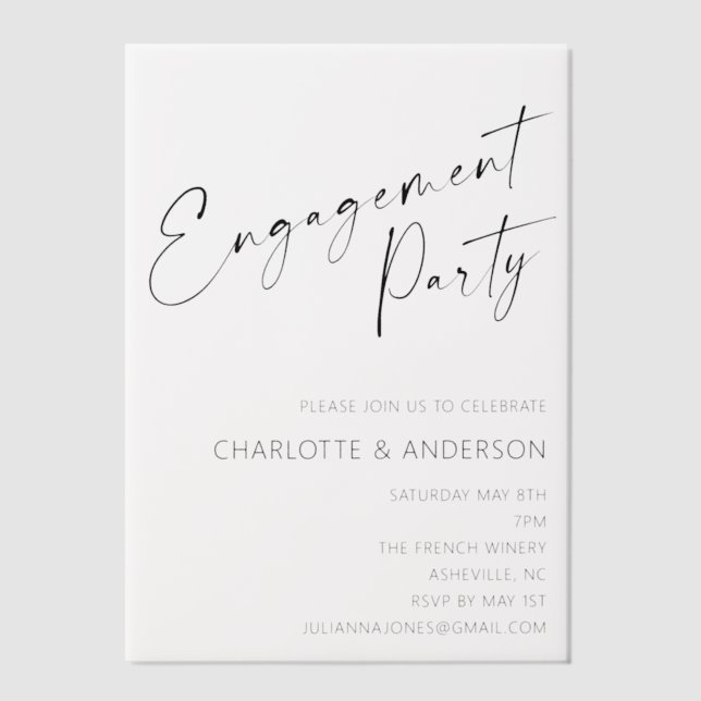 Moderne Minimalistische Black Script-Engagement-Pa (Vorderseite)