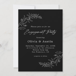 Moderne Minimalistische Black Script-Engagement-Pa Einladung