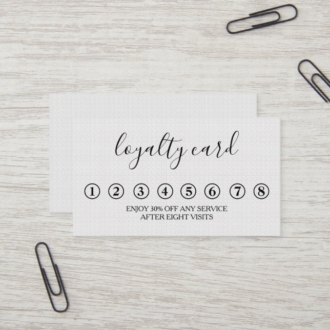 Moderne Minimalistische Black & White Loyalty Card Visitenkarte (Vorderseite/Rückseite Beispiel)