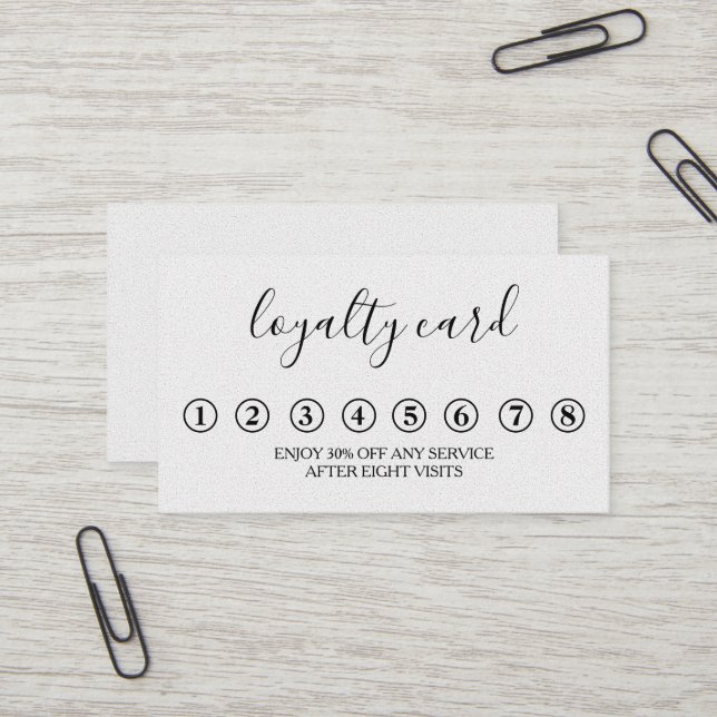 Moderne Minimalistische Black & White Loyalty Card Visitenkarte (Vorderseite/Rückseite Beispiel)