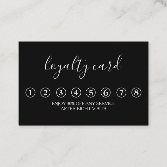 Moderne Minimalistische Black & White Loyalty Card Visitenkarte (Vorderseite)