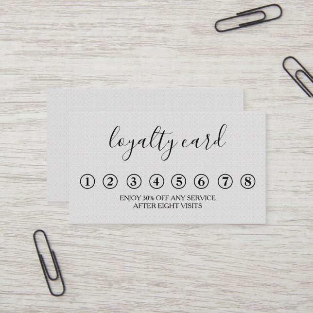 Moderne Minimalistische Black & White Loyalty Card Visitenkarte (Vorderseite/Rückseite Beispiel)