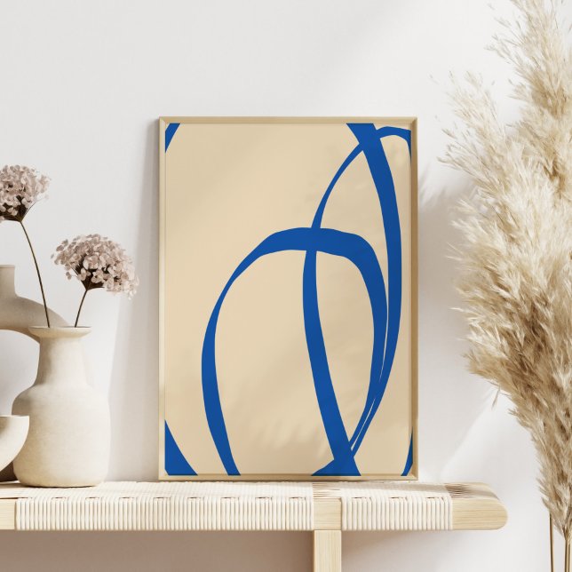 Moderne Minimalistische Blaue Abstrakte Linie Kuns Poster (Von Creator hochgeladen)