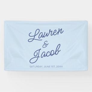 Moderne Minimalistische Blaue Hochzeit Banner