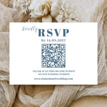 Moderne minimalistische blaue Hochzeits-RSVP-Karte
