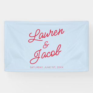 Moderne Minimalistische Blaue und Rote Hochzeit Banner