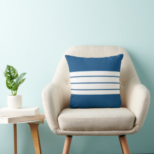 Moderne, Minimalistische, blaue und weiße Streifen Kissen