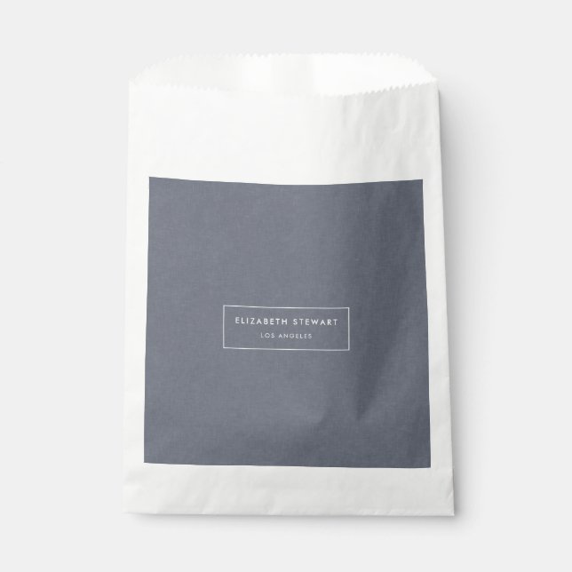 Moderne Minimalistische Blauen Linen Geschenktütchen (Vorderseite)